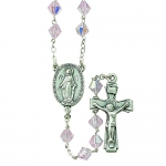 8mm Beads, 35 Rosary with Silver Plated Crucifix and Center. 28 Neck Chain
