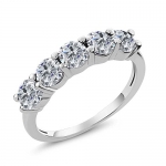 1.25 Ct Round G/H Diamond 925 Sterling Silver 5-Stone Band