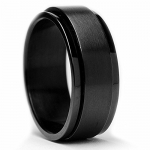 8MM Black Stainless Steel Spinner Ring Size 6