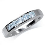 5-Stone Natural Blue Topaz 925 Sterling Silver Ring Size 8