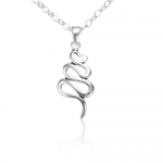 925 Sterling Silver Coil Snake Pendant w/ Rhodium Plated Chain Necklace w/ Lobster clasp 18