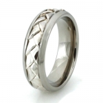 Titanium Ring w/ Sterling Silver Braided Center Design w/ Personalized Engraving