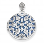 Sterling Silver 20mm Round with Diamond Vintage Locket