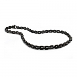Black Plated Stainless Steel Double Marina Link Men's Link Necklace (9mm Wide) 24 Inches