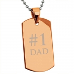Gold Plated Stainless Steel Number 1 DAD Engraved Dog Tag Pendant