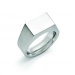 Stainless Steel Polished And Brushed Signet Ring, Size 9