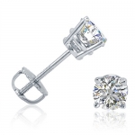 1/2ct tw Round Diamond Stud Earrings set in 14K White Gold with Screw-Backs IGI Certified