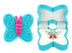 BUTTERFLY Necklace Charm Pendant w/ Crystal Wings in Butterfly Velour Gift Box (Aqua)