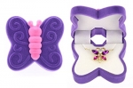 BUTTERFLY Necklace Charm Pendant w/ Crystal Wings in Butterfly Velour Gift Box - PURPLE