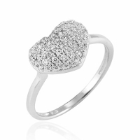 925 Sterling Silver Sparkling Cubic Zirconia CZ Puff Heart Love Promise Ring - Size 9