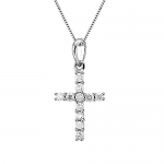 10k White Gold Cross Diamond Pendant Necklace ( 1/5 Carat )