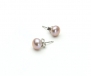 HinsonGayle Handpicked 7.5-8mm Lavender Button Freshwater Cultured Pearl Stud Earrings (Silver)