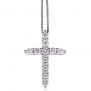 14k White Gold Cross Diamond Pendant Necklace (0.45 Carat)