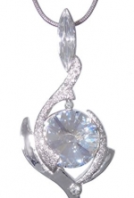 April Birthstone Color Pendant Necklace with Two Swarovski Crystals Set in Platinum. MADE IN USA