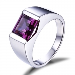 Jewelrypalace Men's 3.4ct Square Created Alexandrite Sapphire 925 Sterling Silver Ring Size 7
