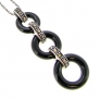 Queenberry Sterling Silver Round Black Onyx Ring Marcasite Link Charm Pendant