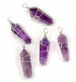 Sterling Silver Wire Wrapped Quartz Amethyst Terminated Point Pendant New