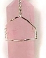 Silver Wire Wrapped Natural Rose Quartz Crystal Point Pendant