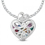 Loving Family® Sterling Mother's Heart Gift Locket with Set of 12 Birthstones - Large