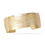 14 Karat Gold Plated Brass Floral Cuff Bracelet