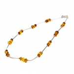 Certified Genuine Honey Amber and Sterling Liquid Silver Necklace, 16