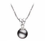 PearlsOnly Sally Black 9.0-9.5mm AA Freshwater Sterling Silver Cultured Pearl Pendant