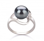 Sadie Black 9-10mm AA Quality Freshwater 925 Sterling Silver Pearl Ring - Size-5