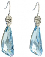 Asymmetrical Crystal Cap Drop Swarovski Elements Crystal Hook Earrings Blue Aquamarine