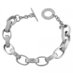 Hammered Stainless Steel 8 Inch Cable Toggle Bracelet