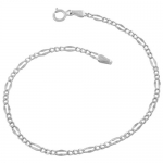 10 Karat White Gold 2-mm Lite Figaro Link Bracelet (7 Inch)