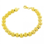 18 Karat Yellow Gold over Silver 8-mm Polished Bead Ball Bracelet (8 Inch)