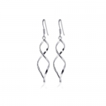 LWES005 Sterling Silver Wavy Design French hook Dangle Earrings