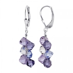 SCER009 Sterling Silver Blue, Lavender, Purple and Clear Crystal Earrings Made with Swarovski Elements