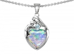 Star K Loving Mother Child Family Pendant 8mm Heart-Shape Simulated Opal