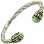 Designer Inspired Cable Wire Bangle / Turquoise / Rhodium & Gold Plated.