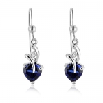 3.00 Carat tw Blue & White Sapphire Heart Drop Earrings in Sterling Silver