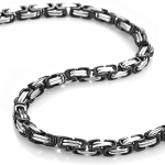 Mechanic Style Stainless Steel Mens Necklace Chain 55 cm (Silver Black)