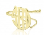 Monogram Necklace 18k Gold Plated Personalized Initial 1.25 Block Monogram (16 Inches)