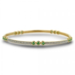 1ct Delicate Emerald Two Tone Bangle Bracelet with 18 Karat Yellow Gold Overlay