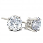 1/2ct Round Diamond Stud Earrings in 18K White Gold, Very Fiery SI Diamonds, Screwbacks