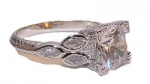 Edwin Earls Vintage Estate Style Sterling Silver Cz Round and Marquise Engagement Ring (5)