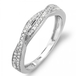 0.25 Carat (ctw) 10K White Gold Round Diamond Anniversary Wedding Band Swirl Matching Ring 1/4 CT