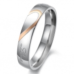 Lover's Heart Shape Titanium Stainless Steel Mens Ladies Promise Ring Real Love Couple Wedding Bands (Ladies' Ring, 4)