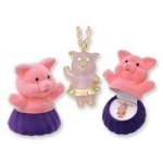 Pink Pig Enamel Pendant Necklace in Figural Gift Box