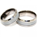 Blue Chip Unlimited - Matching 8mm Titanium White Carbon Fiber Rings His & Hers Ring Set Wedding Bands Engagement Rings (Available in Whole & Half Sizes 5-15)