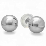 14k White Gold Ball 8mm Stud Earrings with Silicone covered Gold Pushbacks