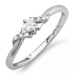 0.18 Carat (ctw) 10k White Gold Round Diamond Ladies Bridal Promise Engagement Ring