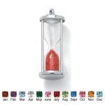 PalmBeach Jewelry Sterling Silver Genuine Birthstones Hourglass Pendant- January- Simulated Garnet