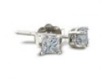 SuperJeweler H0402106 14W - 18 0.5 Ct Princess Diamond Stud Earrings In 14K White Gold, Jk, Si2 - I1