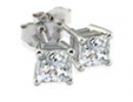 SuperJeweler H010455 14W GH- 18 1Ct Princess Cut Diamond Stud Earrings In 14K White Gold. Amazing Clearance Price